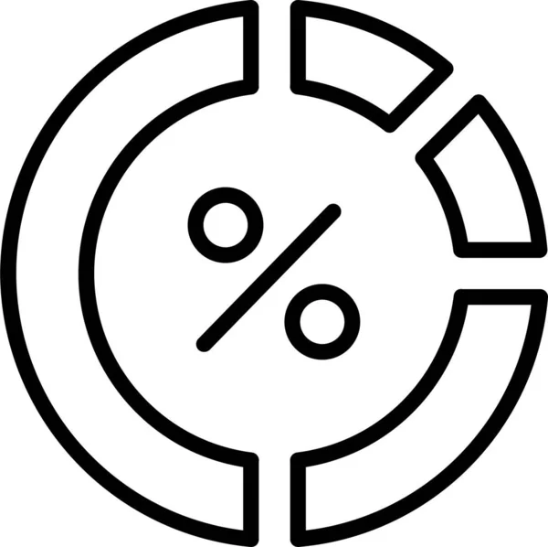 Gráfico Circular Icono Porcentaje Estilo Esquema — Vector de stock