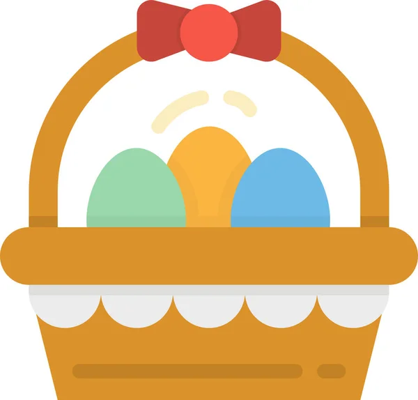 Cesta Huevos Pascua Icono Estilo Plano — Vector de stock