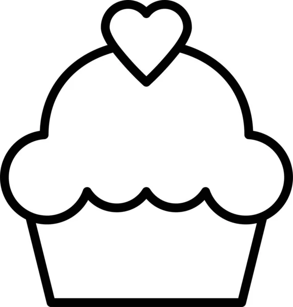 Dulce Cupcake Panadería Icono Estilo Del Esquema — Archivo Imágenes Vectoriales