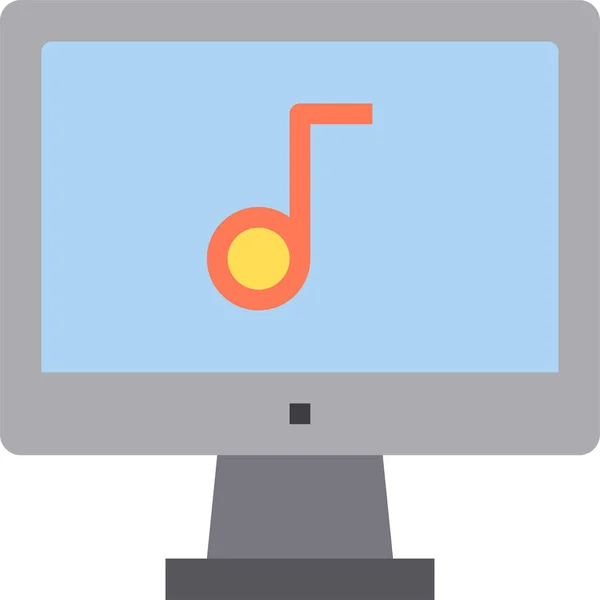 Computer Interface Musik Ikone Flachen Stil — Stockvektor