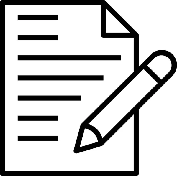 Dokument Umowa Ołówek Ikona Zarysie Stylu — Wektor stockowy
