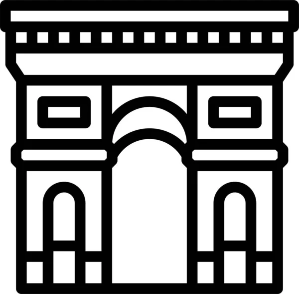 Ícone França Arquitetura Arco Estilo Esboço — Vetor de Stock