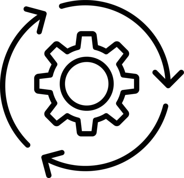 Ikon Konfigurasi Roda Cogwheel Gear Dalam Gaya Outline - Stok Vektor