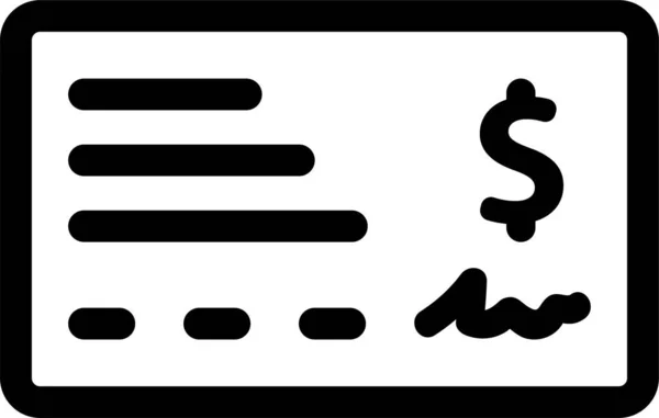 银行支票支付图标 轮廓样式 — 图库矢量图片