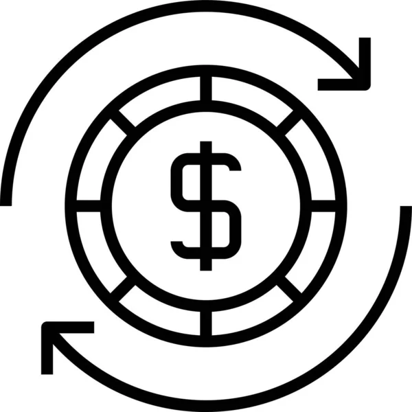 Pièce Dollar Cash Icône — Image vectorielle
