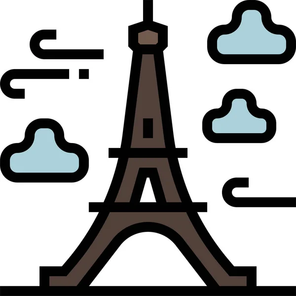 Ícone França Europeia Eiffel Estilo Esboço Preenchido — Vetor de Stock