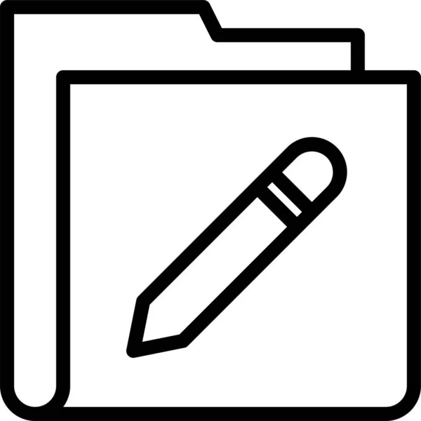 Folderu Ołówek Napisać Ikonę Stylu Konturu — Wektor stockowy
