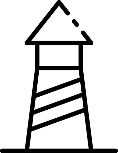 Вежа Світлого Будинку Значок Контурному Стилі — стоковий вектор
