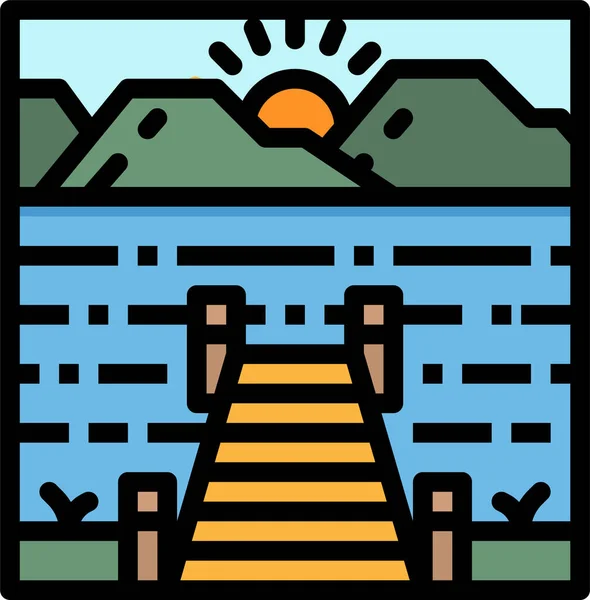 Значок Озера Річки Моря Заповненому Стилі — стоковий вектор