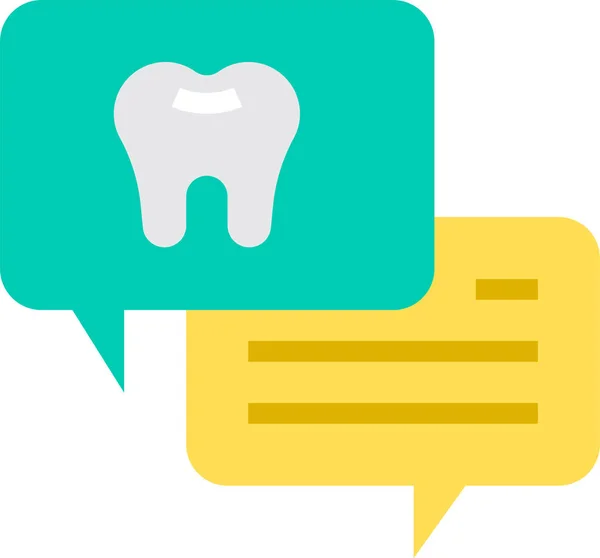 Ícone Dentista Dental Conversa Estilo Plano —  Vetores de Stock