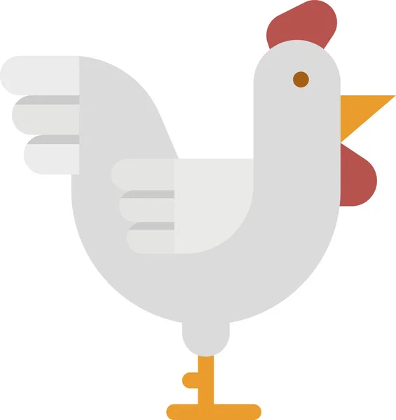 Animals Bird Chicken Icon Flat Style — Stock Vector