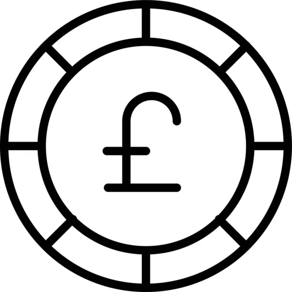 Pound Coin Currency Icon Outline Style — Stock Vector