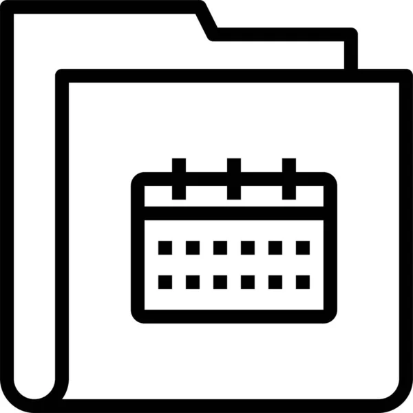Calendar Folder Form Icon Outline Style — Stock Vector