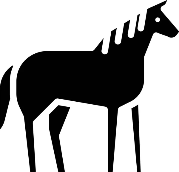Zvířata Kůň Savec Ikona Pevném Stylu — Stockový vektor