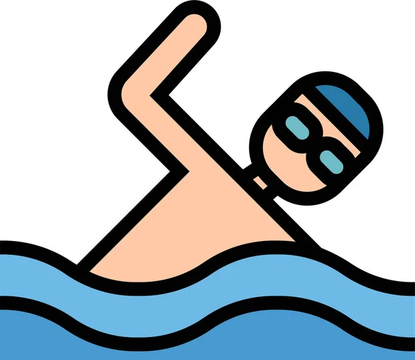 Piscina Esportes Ícone Nadador Estilo Full Outline — Vetor de Stock