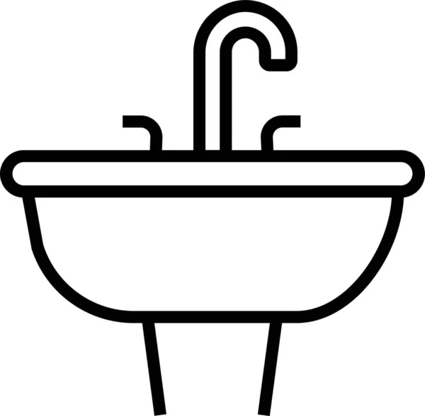 Gootsteen Hand Wassen Pictogram Omtrek Stijl — Stockvector