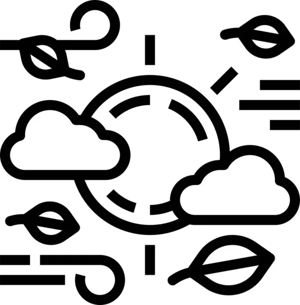 Σύννεφο Φύλλα Εικονίδιο Στυλ Περίγραμμα — Διανυσματικό Αρχείο