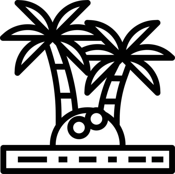 Ikona Palmy Kokosowej Wyspa Stylu Zarysu — Wektor stockowy
