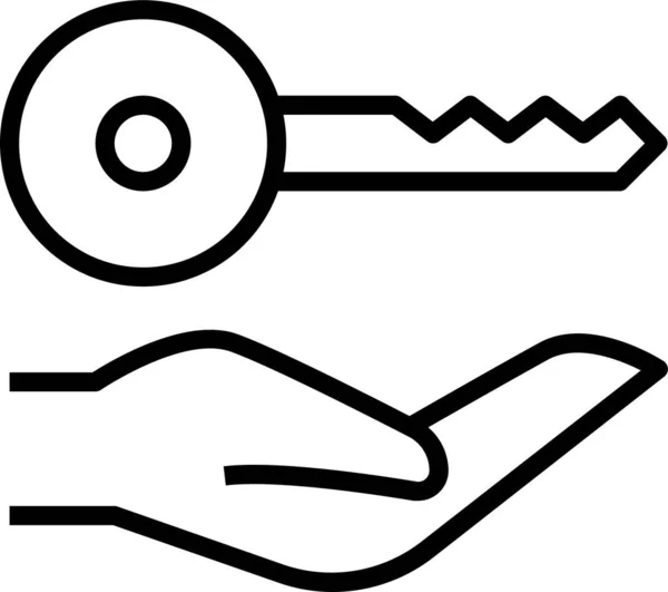 Schlüsselschutzsymbol Umrissen Geben — Stockvektor