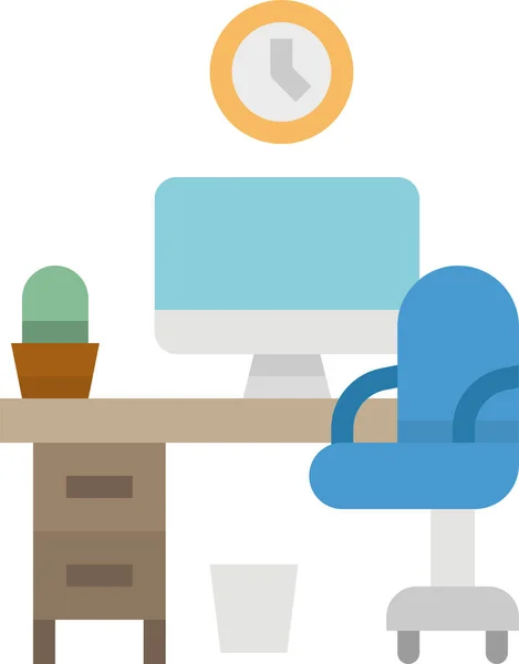 Business Chair Desk Icon Flat Style — Stock Vector