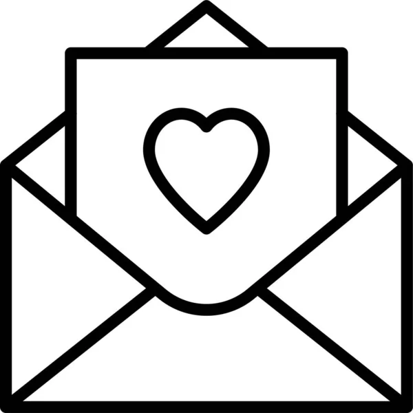 Mail Hart Envelop Icoon Omtrek Stijl — Stockvector