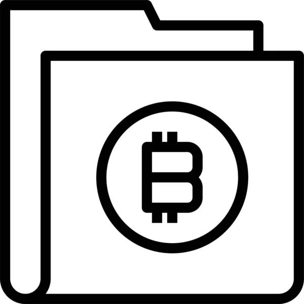 Bitcoin Icono Pago Carpeta Estilo Esquema — Vector de stock