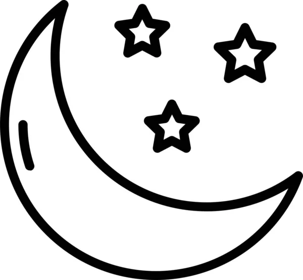 Modo Nocturno Icono Estrella Estilo Esquema — Vector de stock