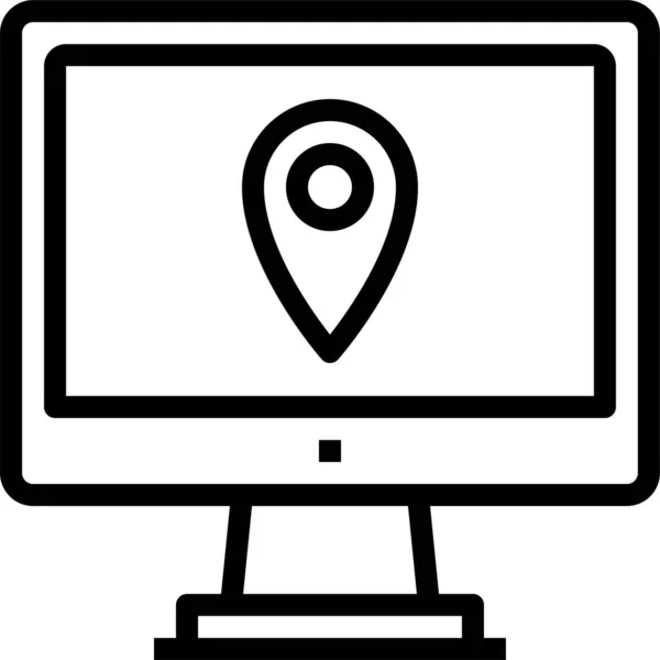 Computer Interface Location Icon Outline Style — Stock Vector