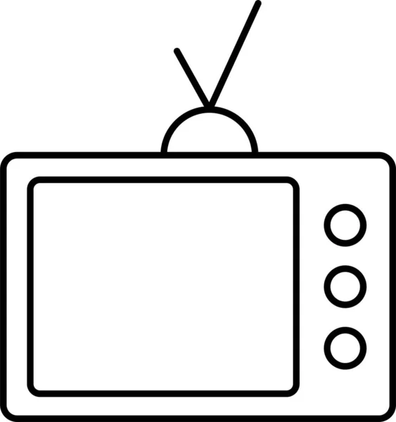 Televizyon Ekranı Anten Simgesi Ana Hat Biçiminde — Stok Vektör