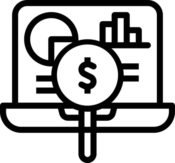 Analytische Grafiek Geld Pictogram Omtrek Stijl — Stockvector