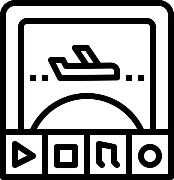 Communicatie Monitor Vliegtuig Pictogram Omtrek Stijl — Stockvector