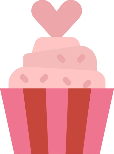 Ícone Sobremesa Cupcake Aniversário Estilo Plano —  Vetores de Stock