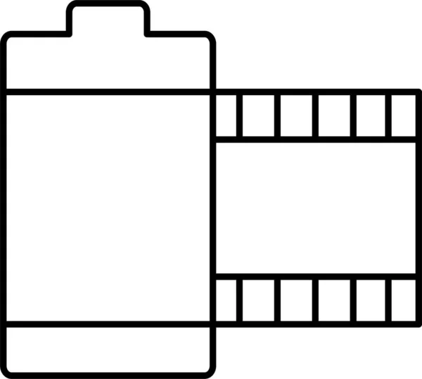 Bobine Caméra Cinéma Icône Dans Style Contour — Image vectorielle