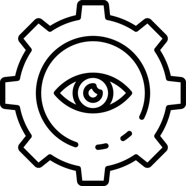 Cogwheel Gear Eye Icon Outline Style — Stock Vector