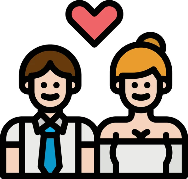 Couple Love Man Icon Filled Outline Style — Stock Vector