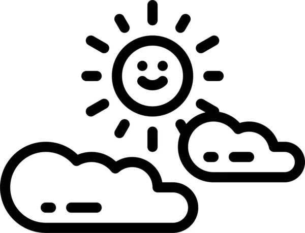 Nube Cielo Nublado Icono Estilo Esquema — Archivo Imágenes Vectoriales