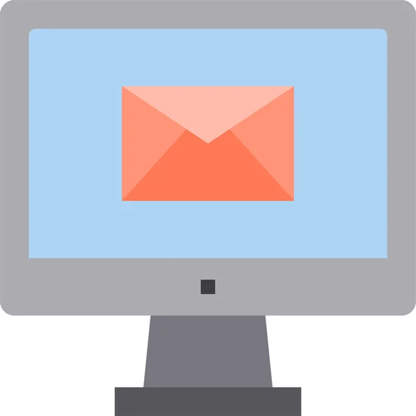 Icône Interface Mail Ordinateur Style Plat — Image vectorielle