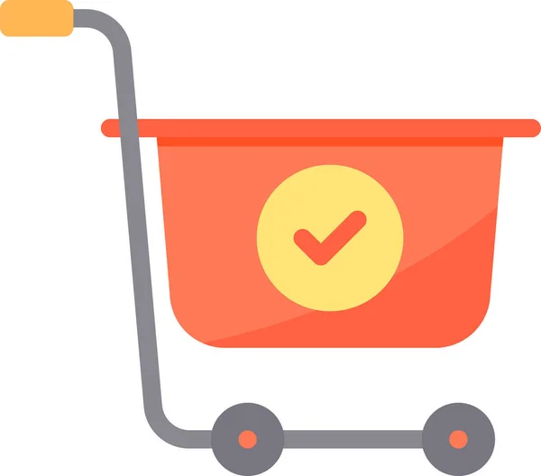 Cart Check Commerce Icon Flat Style — Stock Vector