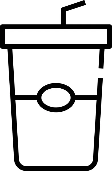 玻璃杯吸管图标 轮廓样式 — 图库矢量图片