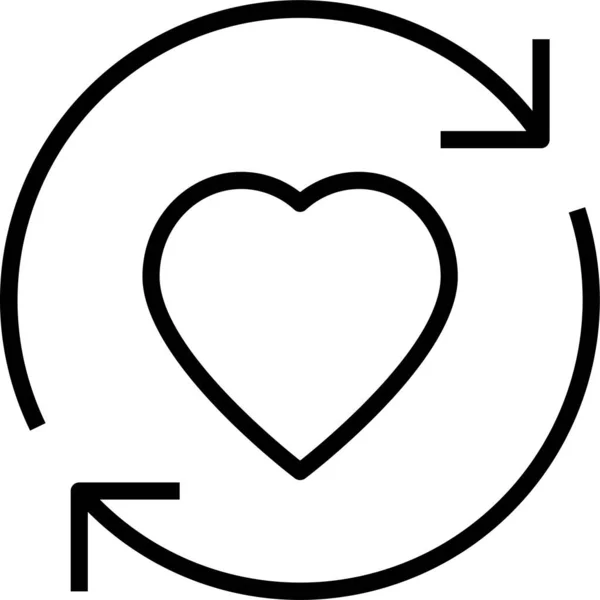 Circular Arrows Love Icon Outline Style — Stock Vector