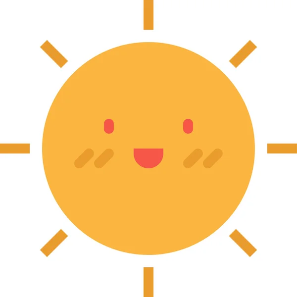 Cute Meteorology Summer Icon Flat Style — 图库矢量图片