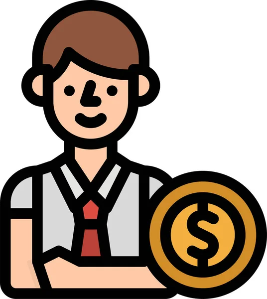 Business Cost Employer Icon Filled Outline Style — Stock Vector