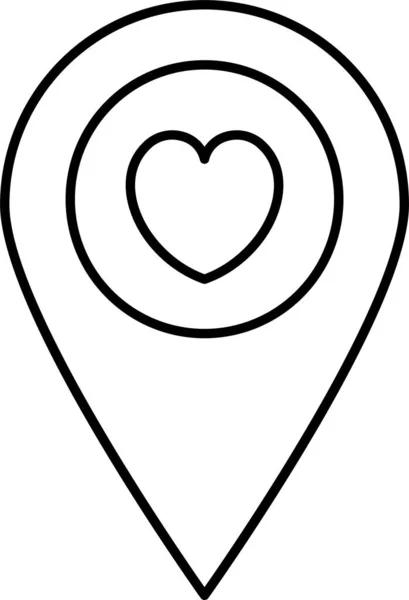 Ikona Umístění Srdce Pin — Stockový vektor
