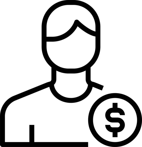 Biznes Mężczyzna Pieniądze Ikona Zarysie Stylu — Wektor stockowy