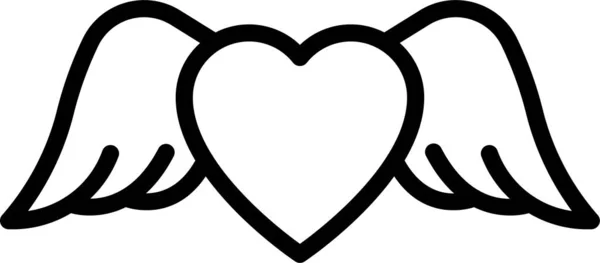 天使纹身爱情图标的轮廓风格 — 图库矢量图片