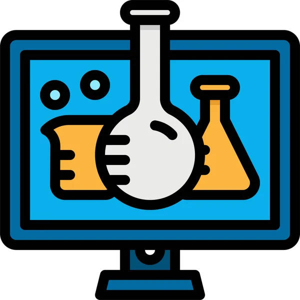 Química Icono Laboratorio Computación Categoría Educación Escuela Aprendizaje — Vector de stock