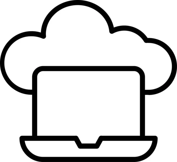 Ikona Danych Chmurze Laptop Stylu Zarysu — Wektor stockowy