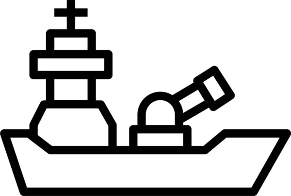 Boot Nautische Leger Pictogram Omtrek Stijl — Stockvector