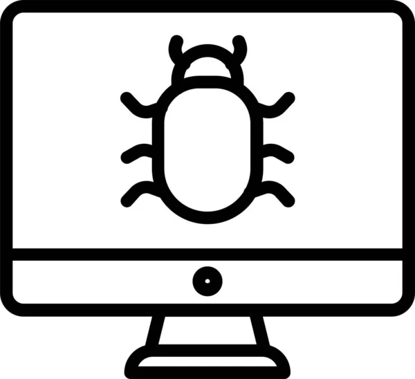 Virus Bug Insect Pictogram Omtrek Stijl — Stockvector