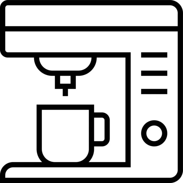 Koffiezetapparaat Keukengerei Pictogram Omtrek Stijl — Stockvector